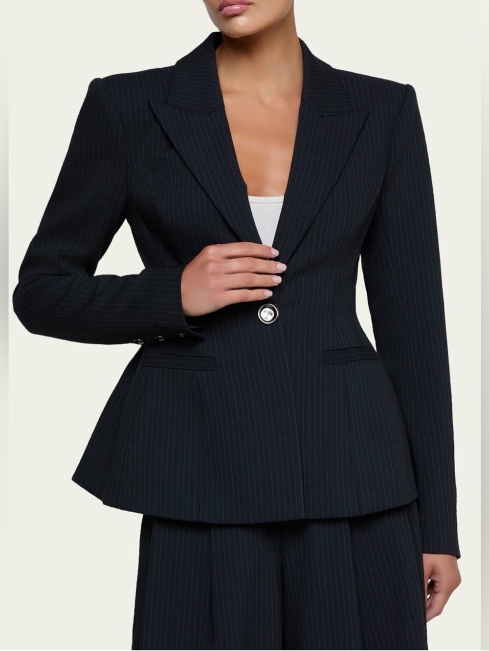 L’agence Therese Single-Breasted Pinstripe Blazer
